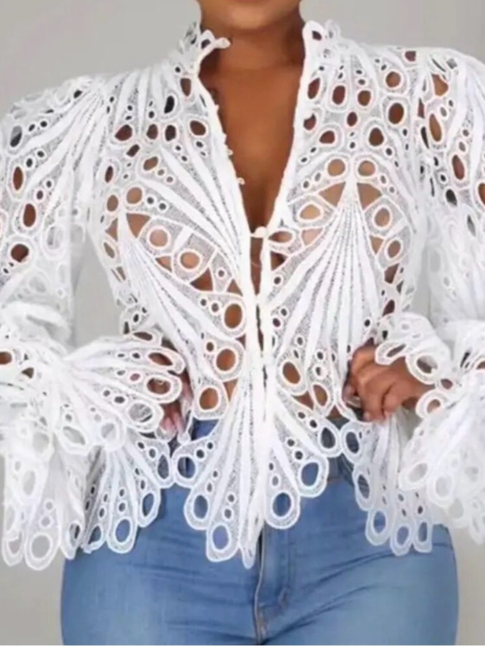 White Semi Sheer Sexy Asymmetrical Blouse